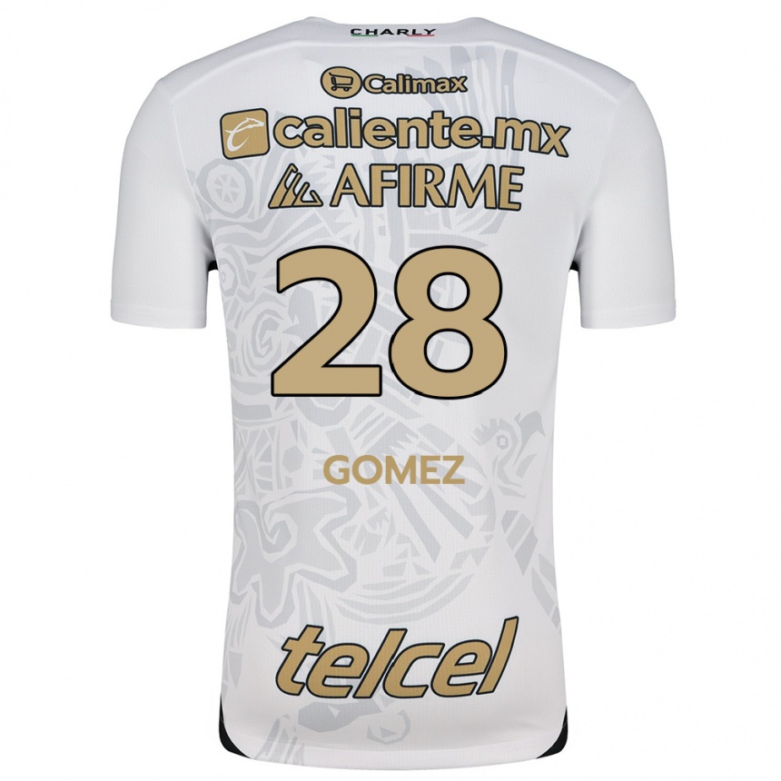 Kinder Fußball Alejandro Gómez #28 Weiß Schwarz Auswärtstrikot Trikot 2024/25 T-Shirt Luxemburg