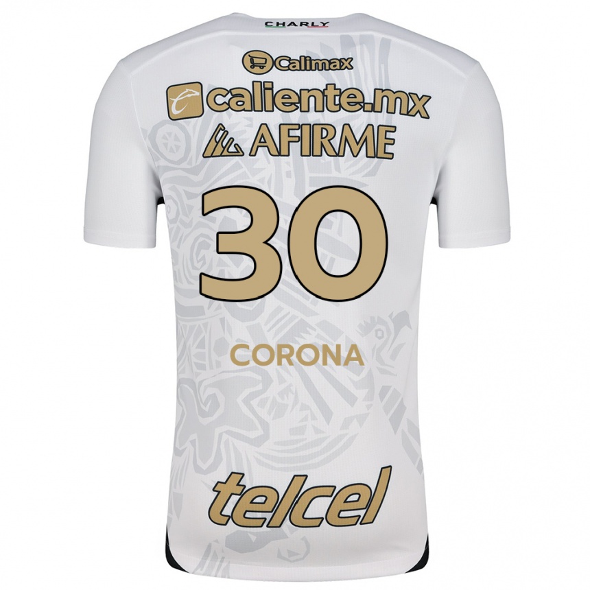 Kinder Fußball Jesús Corona #30 Weiß Schwarz Auswärtstrikot Trikot 2024/25 T-Shirt Luxemburg