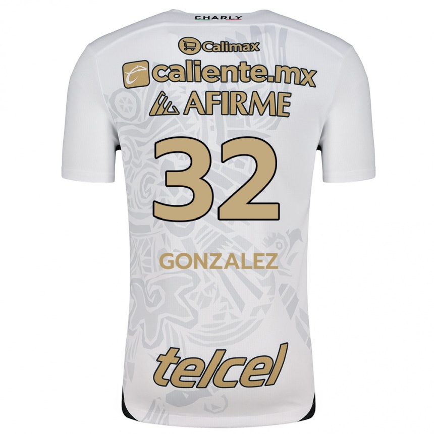 Kinder Fußball Carlos González #32 Weiß Schwarz Auswärtstrikot Trikot 2024/25 T-Shirt Luxemburg