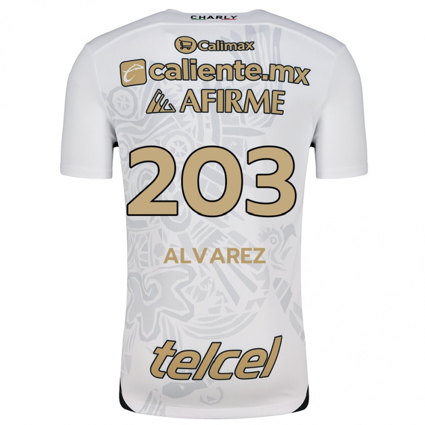 Kinder Fußball Jaime Álvarez #203 Weiß Schwarz Auswärtstrikot Trikot 2024/25 T-Shirt Luxemburg