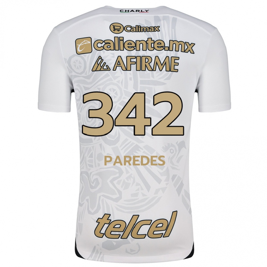 Kinder Fußball Santiago Paredes #342 Weiß Schwarz Auswärtstrikot Trikot 2024/25 T-Shirt Luxemburg