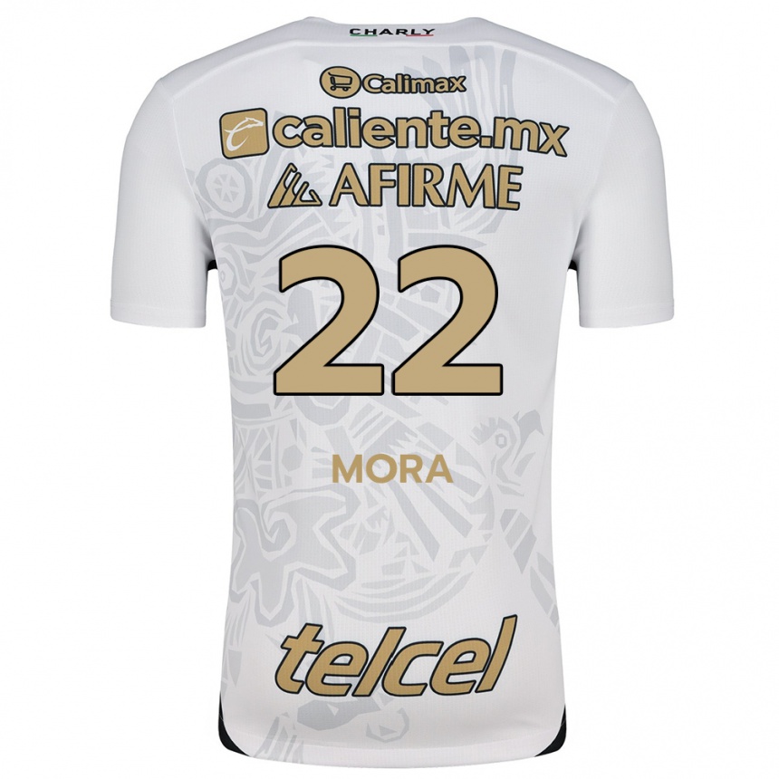 Kinder Fußball Bianca Mora #22 Weiß Schwarz Auswärtstrikot Trikot 2024/25 T-Shirt Luxemburg