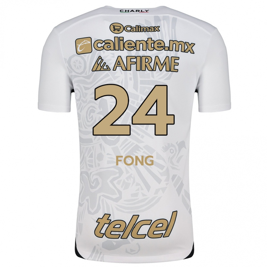 Kinder Fußball Michel Fong #24 Weiß Schwarz Auswärtstrikot Trikot 2024/25 T-Shirt Luxemburg