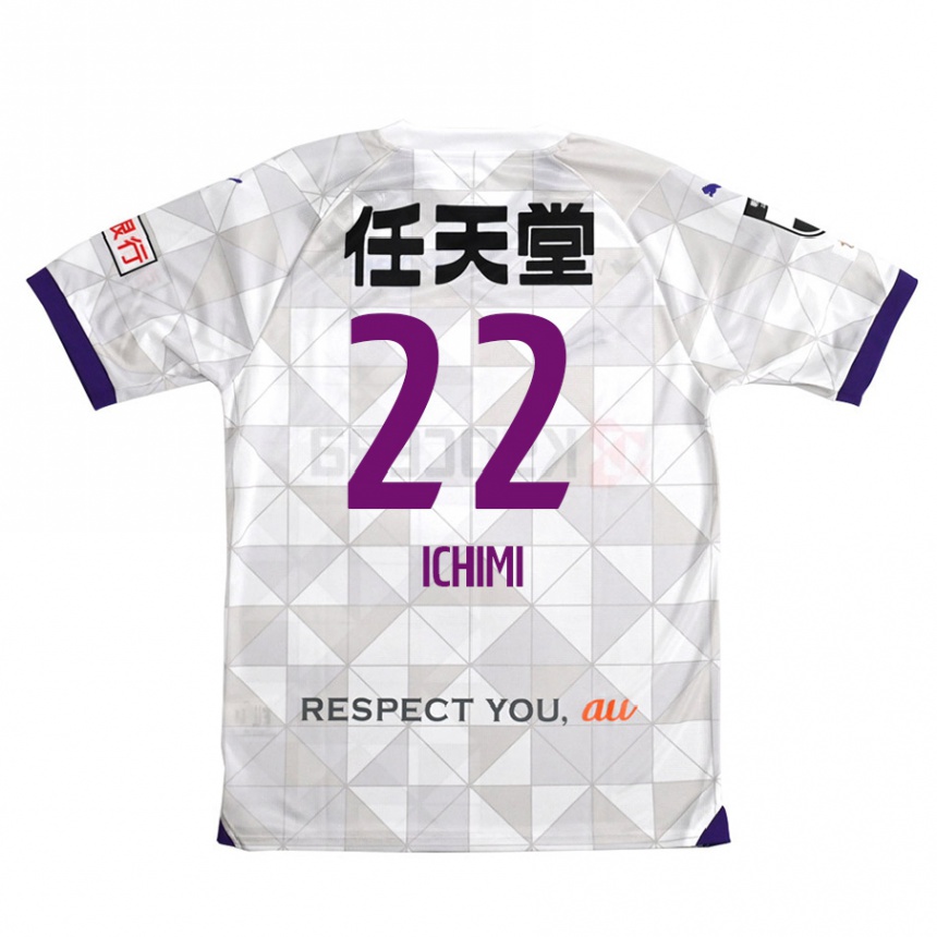 Kinder Fußball Kazunari Ichimi #22 Weiß Lila Auswärtstrikot Trikot 2024/25 T-Shirt Luxemburg