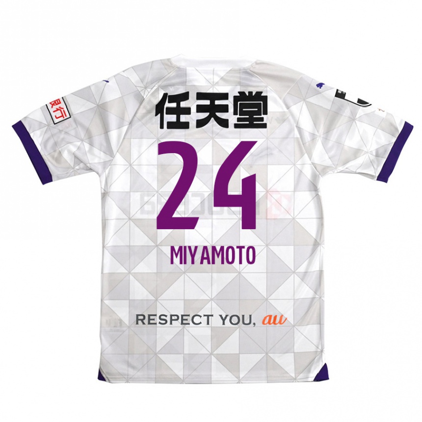 Kinder Fußball Yuta Miyamoto #24 Weiß Lila Auswärtstrikot Trikot 2024/25 T-Shirt Luxemburg