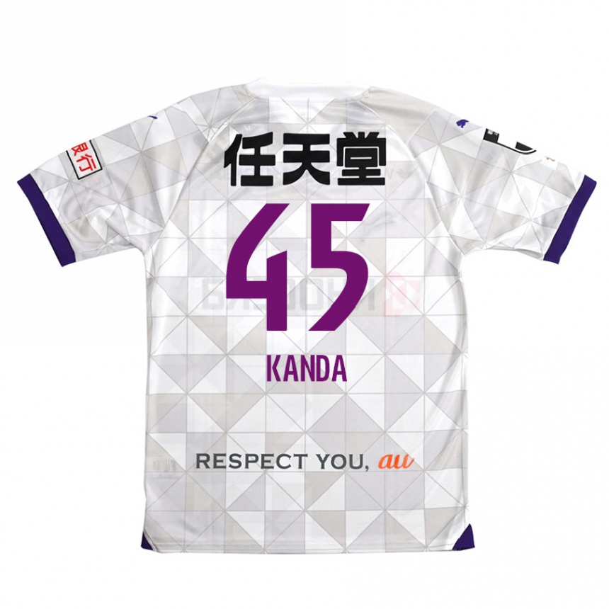 Kinder Fußball Kotaro Kanda #45 Weiß Lila Auswärtstrikot Trikot 2024/25 T-Shirt Luxemburg