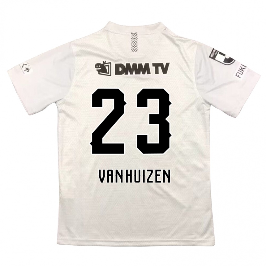 Kinder Fußball Haruki Christopher Van Huizen #23 Grauschwarz Auswärtstrikot Trikot 2024/25 T-Shirt Luxemburg