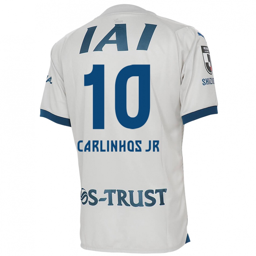 Kinder Fußball Carlinhos Junior #10 Weiß Blau Auswärtstrikot Trikot 2024/25 T-Shirt Luxemburg