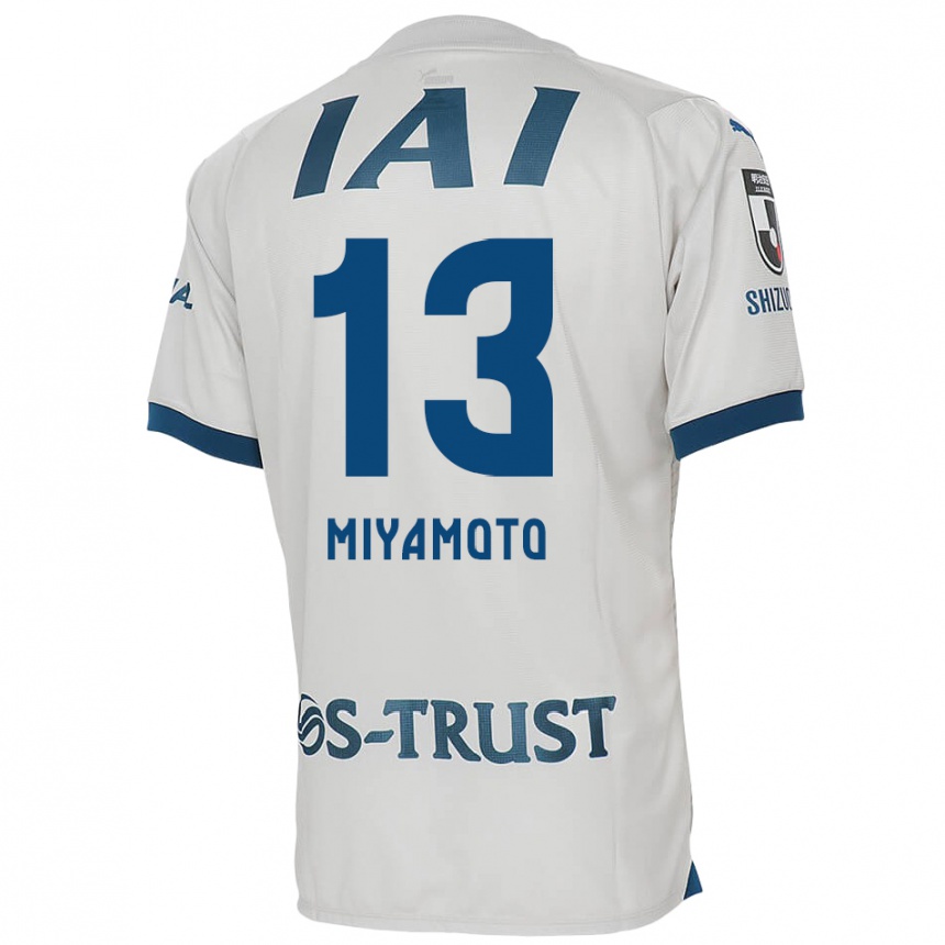 Kinder Fußball Kota Miyamoto #13 Weiß Blau Auswärtstrikot Trikot 2024/25 T-Shirt Luxemburg