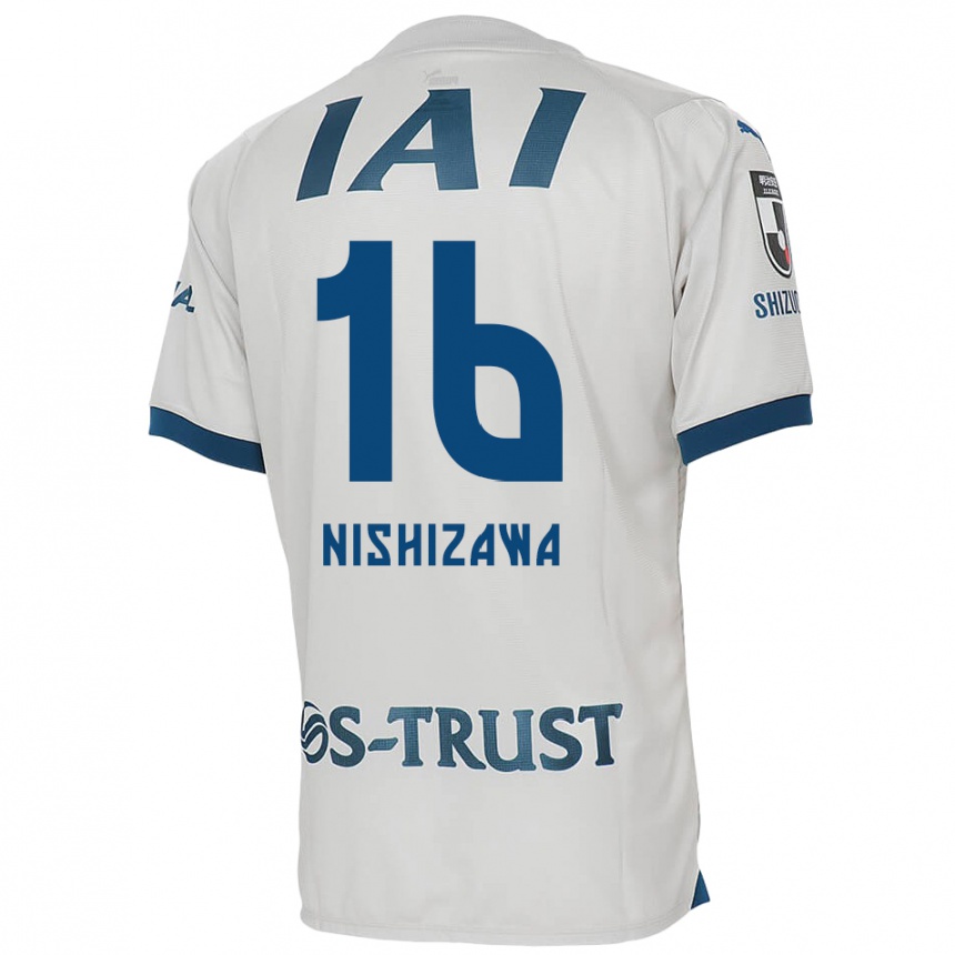 Kinder Fußball Kenta Nishizawa #16 Weiß Blau Auswärtstrikot Trikot 2024/25 T-Shirt Luxemburg