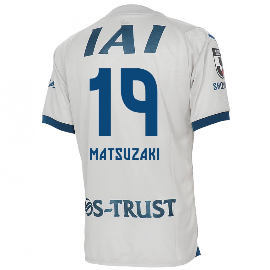 Kinder Fußball Kai Matsuzaki #19 Weiß Blau Auswärtstrikot Trikot 2024/25 T-Shirt Luxemburg