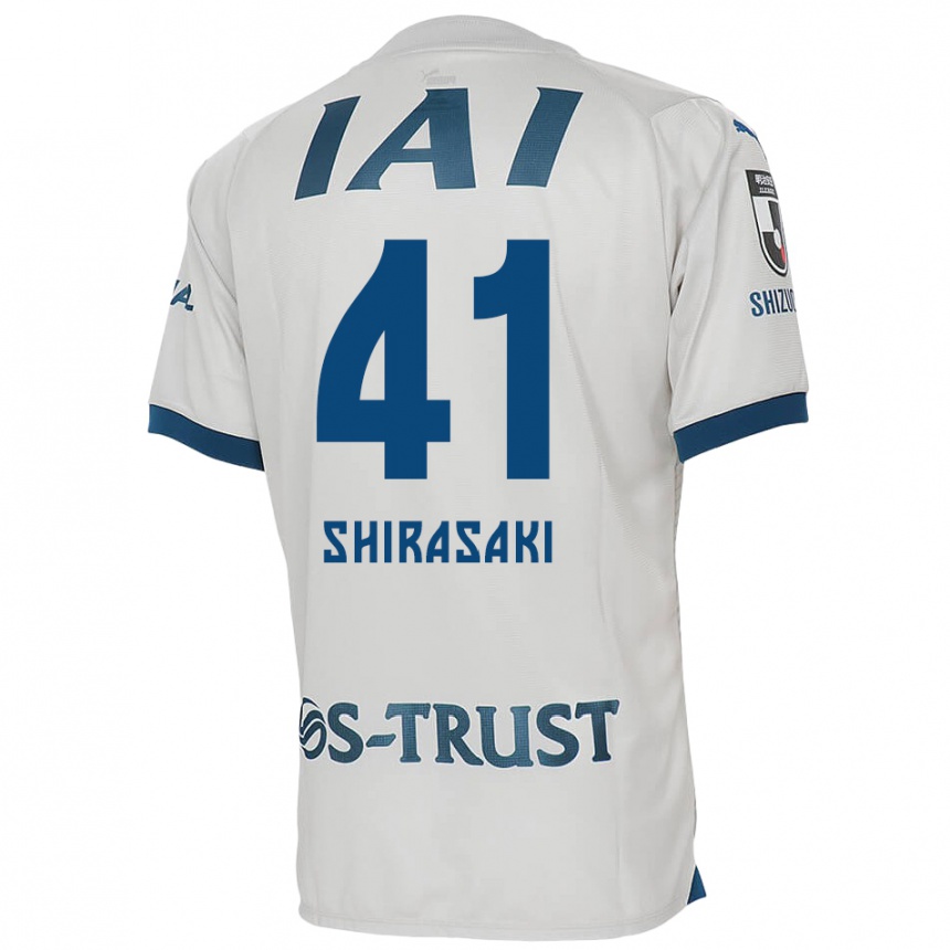 Kinder Fußball Ryohei Shirasaki #41 Weiß Blau Auswärtstrikot Trikot 2024/25 T-Shirt Luxemburg