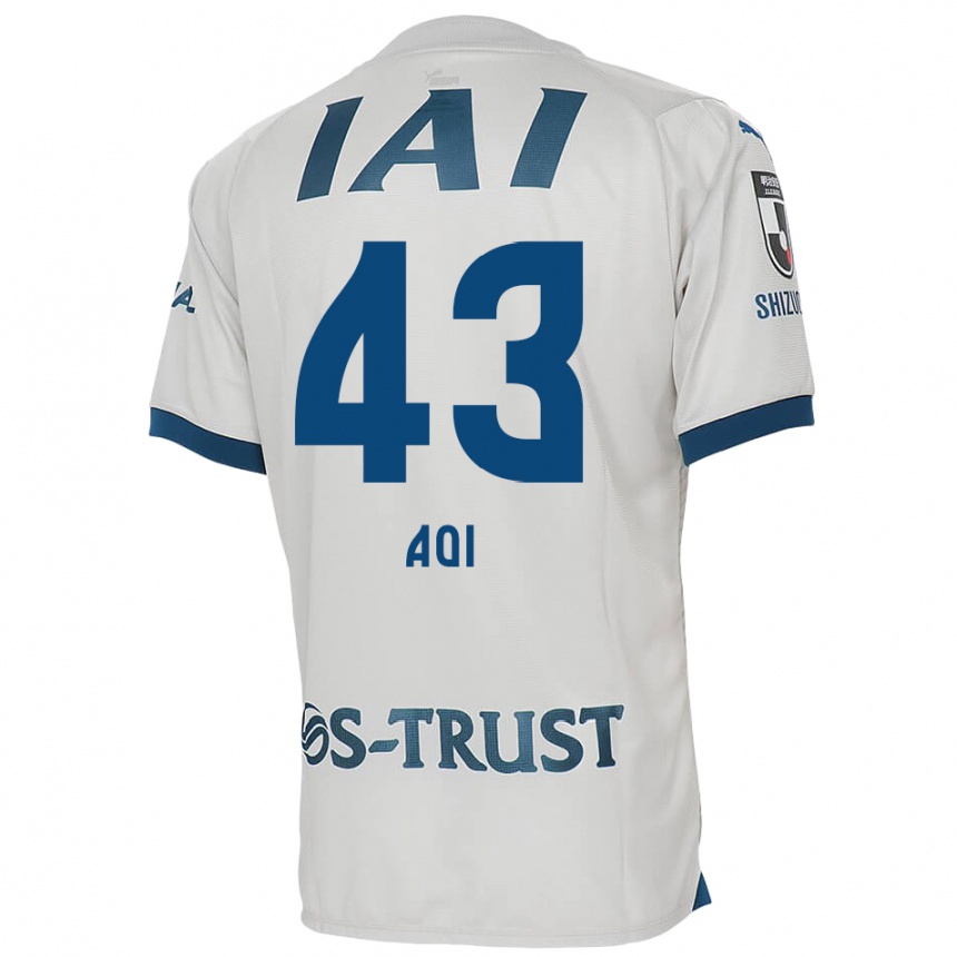 Kinder Fußball Aoi Ando #43 Weiß Blau Auswärtstrikot Trikot 2024/25 T-Shirt Luxemburg