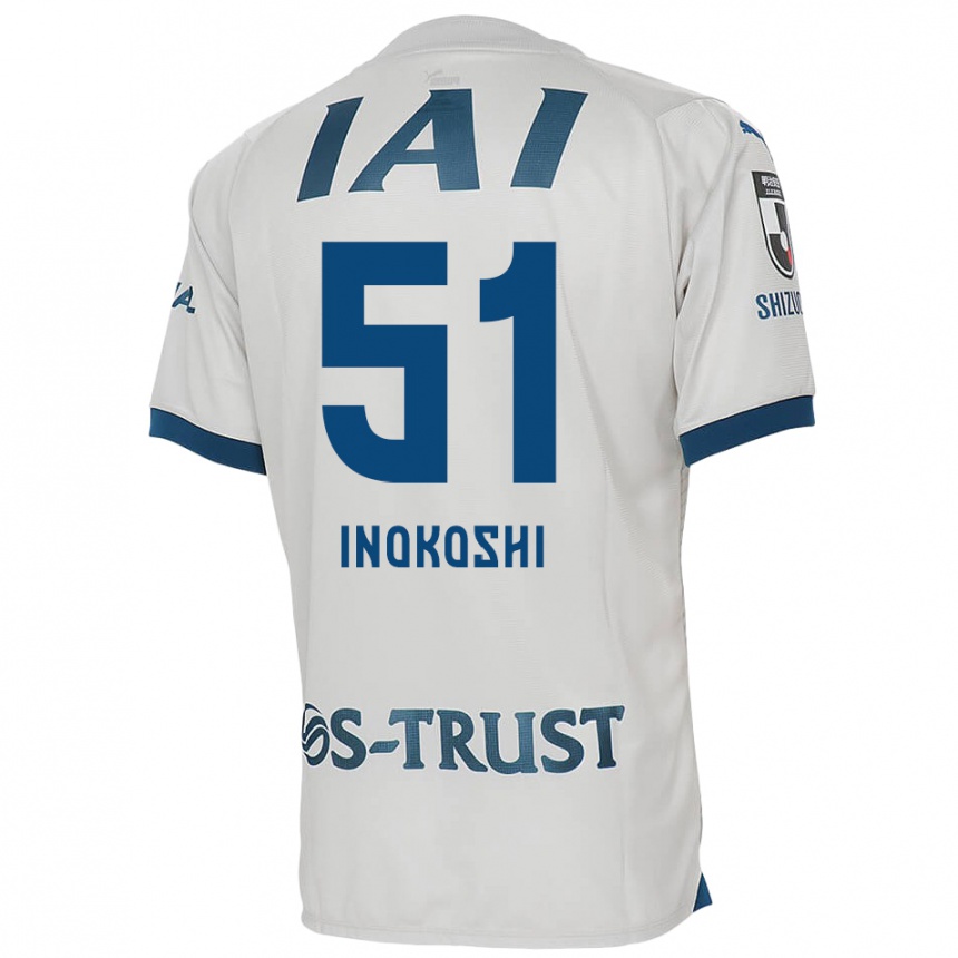 Kinder Fußball Yui Inokoshi #51 Weiß Blau Auswärtstrikot Trikot 2024/25 T-Shirt Luxemburg