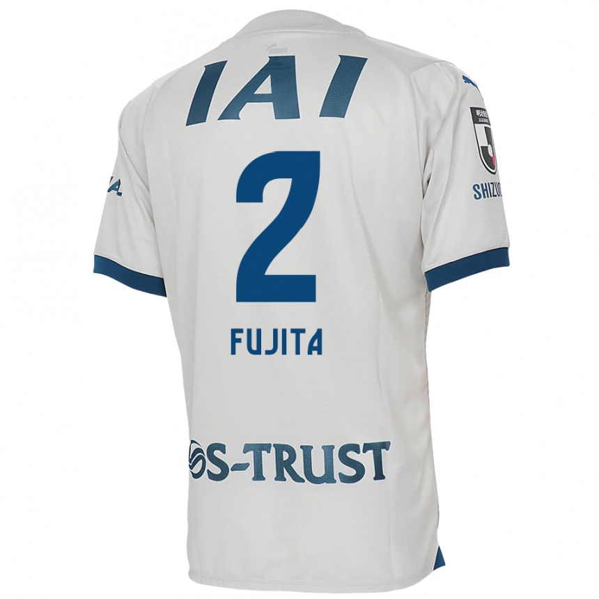 Kinder Fußball Shunsuke Fujita #2 Weiß Blau Auswärtstrikot Trikot 2024/25 T-Shirt Luxemburg