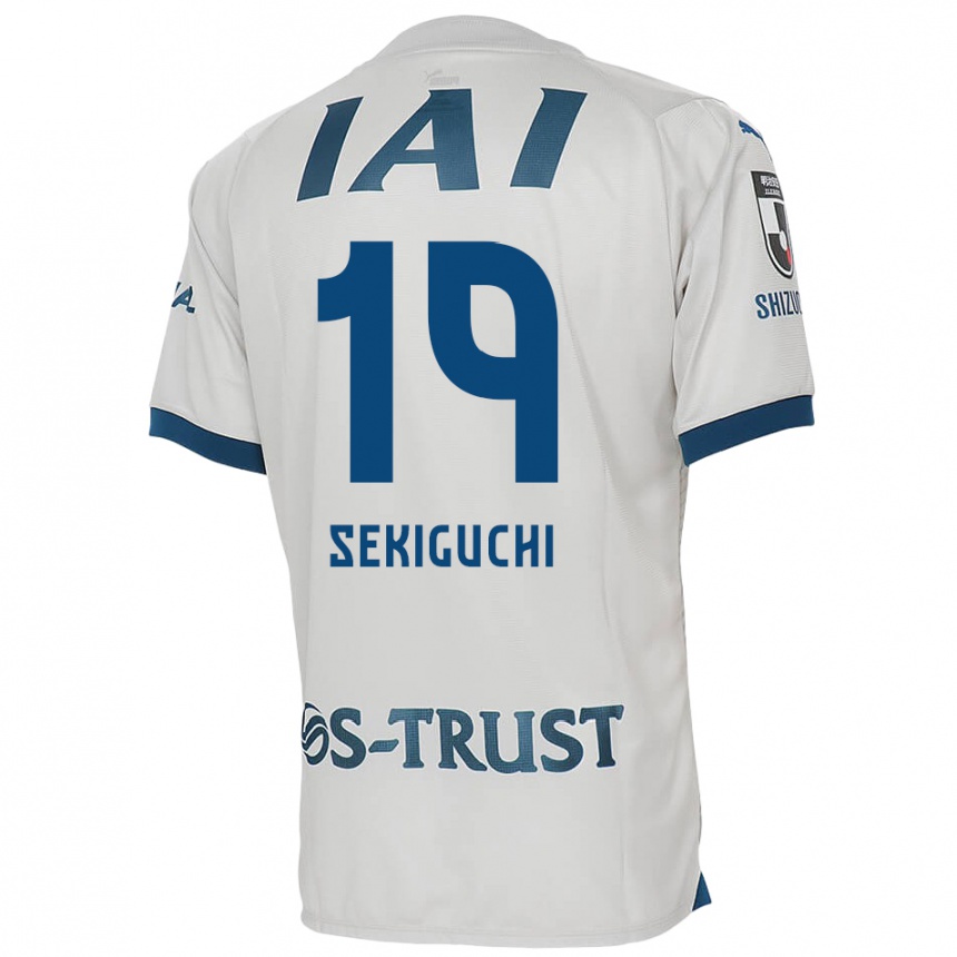 Kinder Fußball Kota Sekiguchi #19 Weiß Blau Auswärtstrikot Trikot 2024/25 T-Shirt Luxemburg