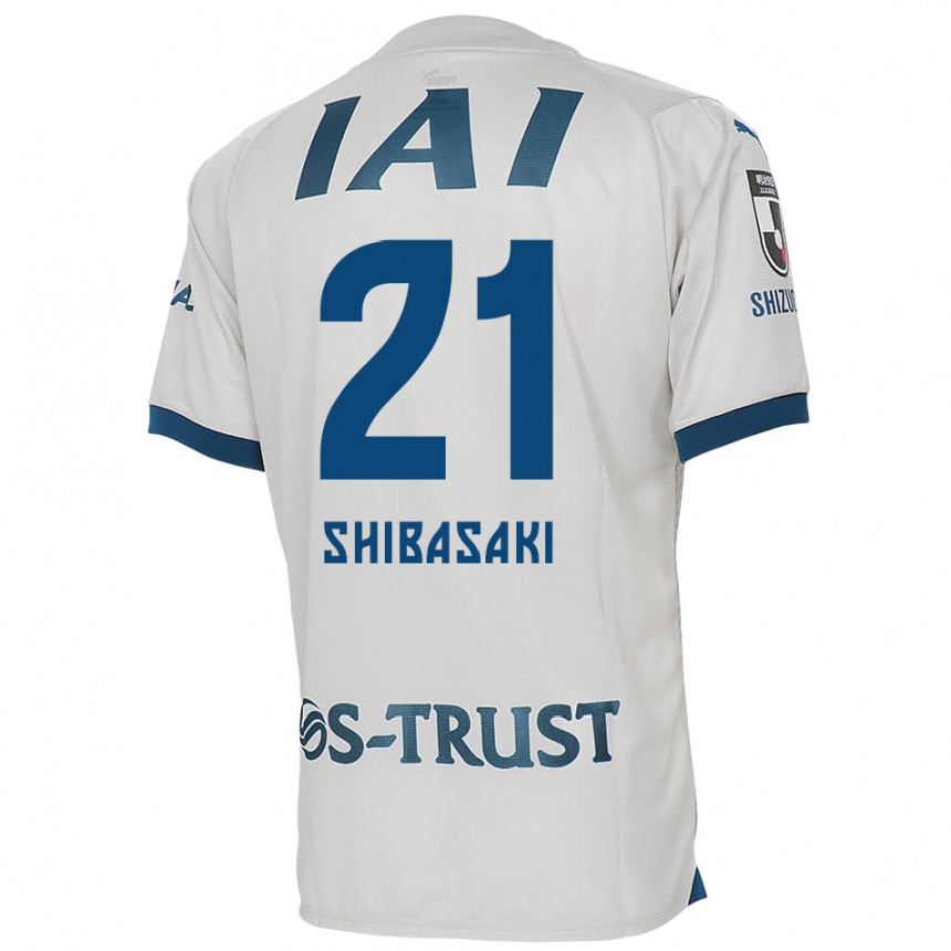 Kinder Fußball Kaito Shibasaki #21 Weiß Blau Auswärtstrikot Trikot 2024/25 T-Shirt Luxemburg