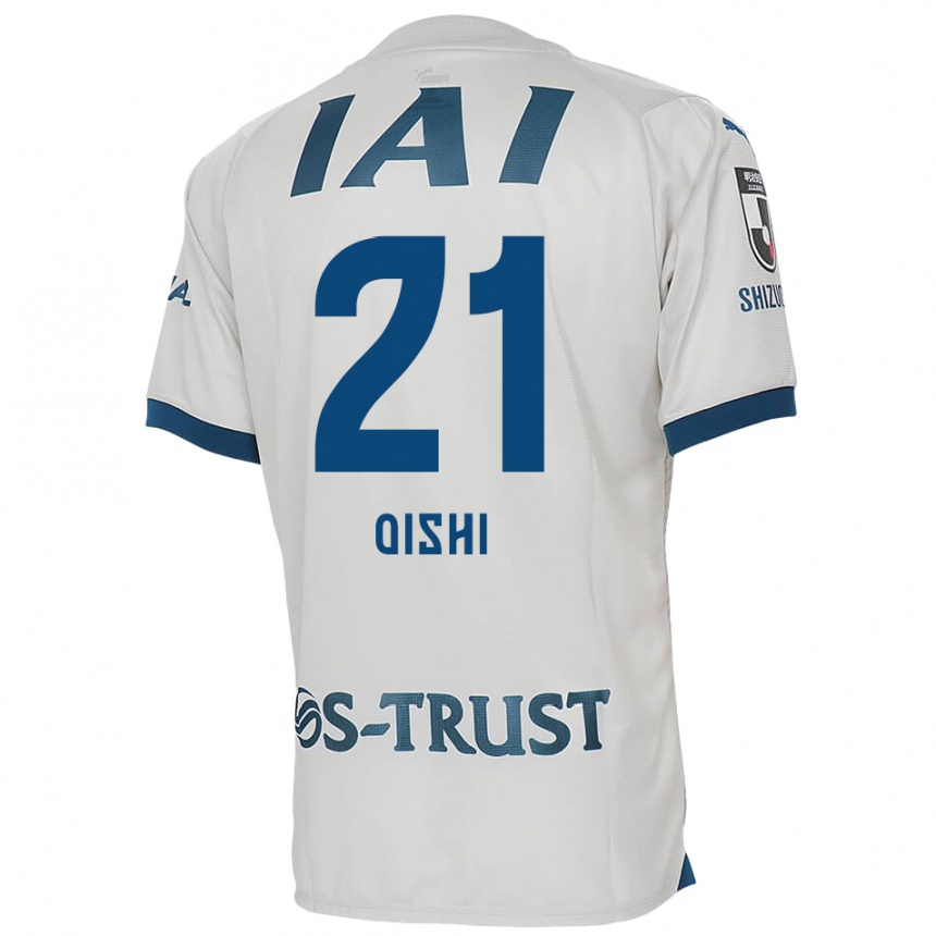 Kinder Fußball Kaede Oishi #21 Weiß Blau Auswärtstrikot Trikot 2024/25 T-Shirt Luxemburg