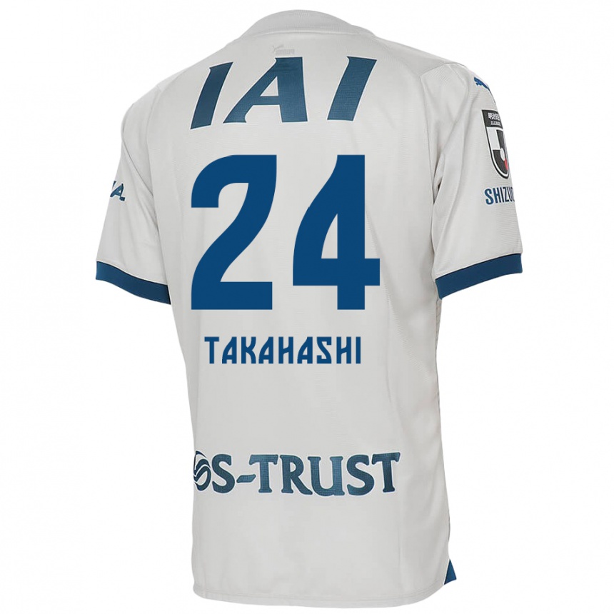 Kinder Fußball Yuzuki Takahashi #24 Weiß Blau Auswärtstrikot Trikot 2024/25 T-Shirt Luxemburg