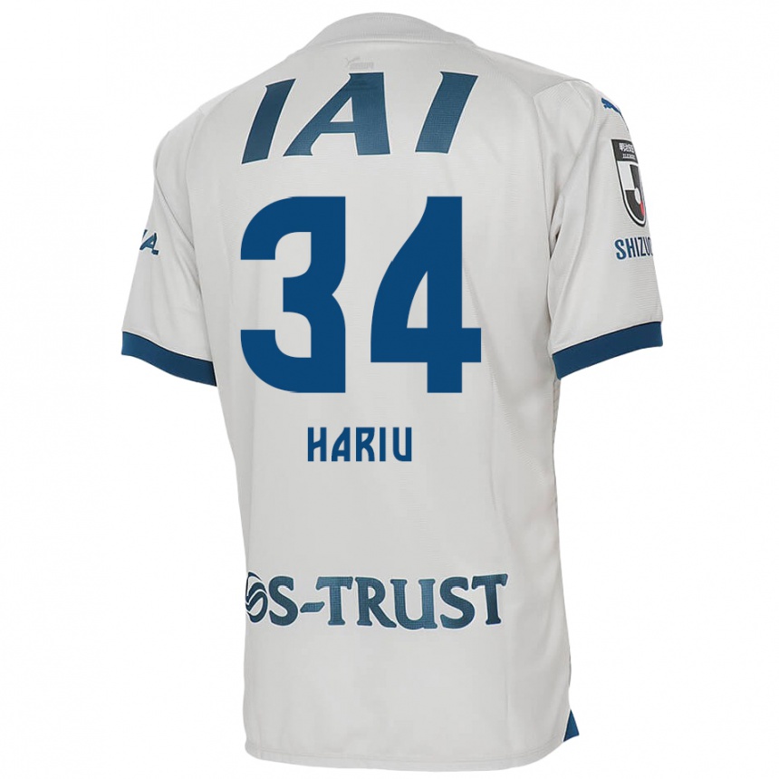 Kinder Fußball Ryota Hariu #34 Weiß Blau Auswärtstrikot Trikot 2024/25 T-Shirt Luxemburg