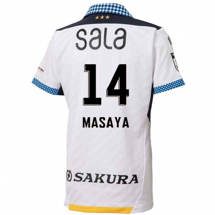 Kinder Fußball Masaya Matsumoto #14 Weiß Schwarz Auswärtstrikot Trikot 2024/25 T-Shirt Luxemburg