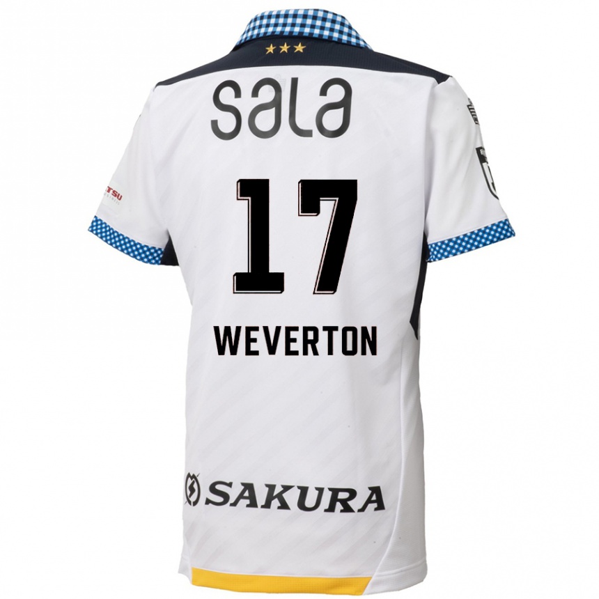 Kinder Fußball Weverton #17 Weiß Schwarz Auswärtstrikot Trikot 2024/25 T-Shirt Luxemburg