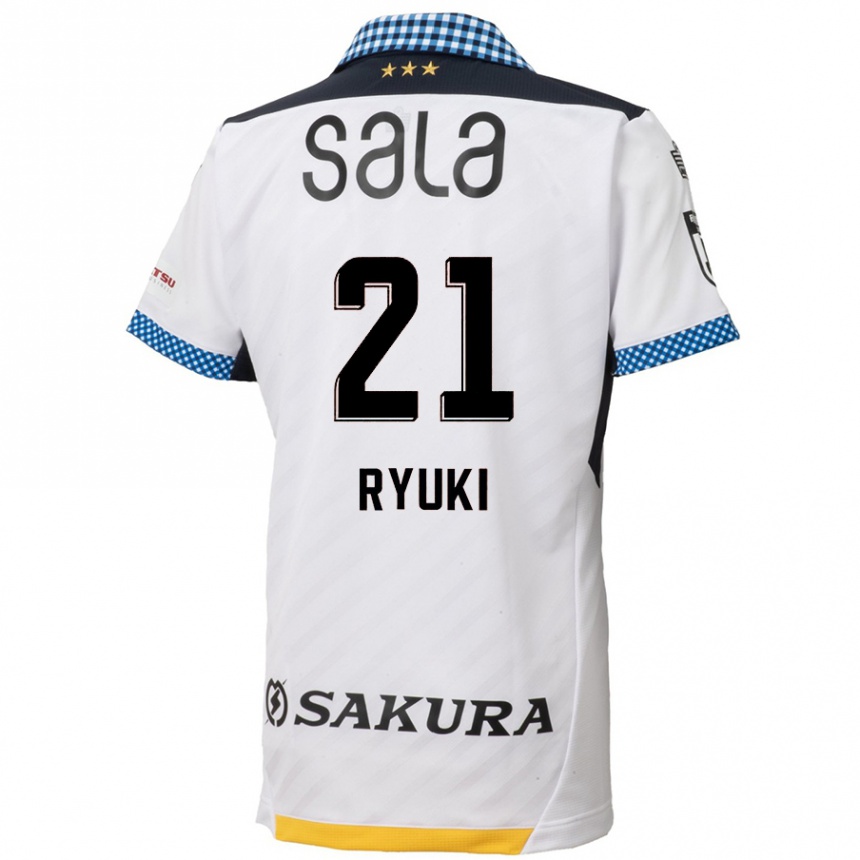 Kinder Fußball Ryuki Miura #21 Weiß Schwarz Auswärtstrikot Trikot 2024/25 T-Shirt Luxemburg