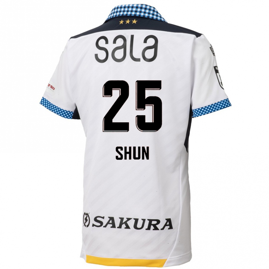 Kinder Fußball Shun Nakamura #25 Weiß Schwarz Auswärtstrikot Trikot 2024/25 T-Shirt Luxemburg