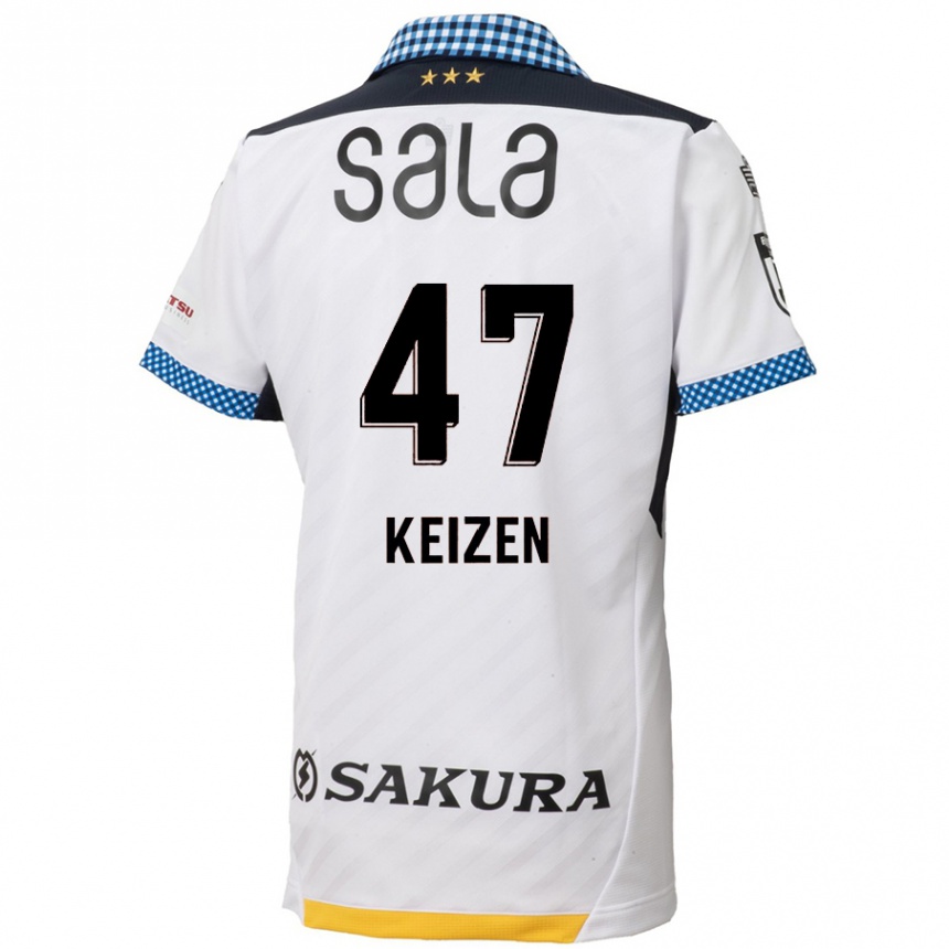 Kinder Fußball Keizen Iida #47 Weiß Schwarz Auswärtstrikot Trikot 2024/25 T-Shirt Luxemburg