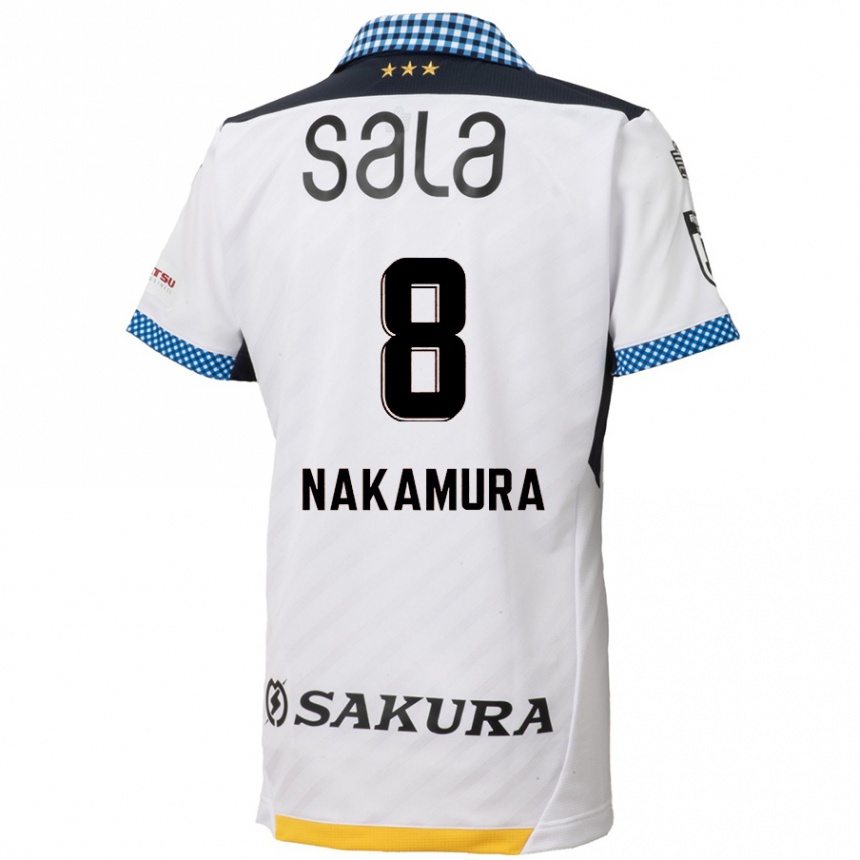 Kinder Fußball Shunta Nakamura #8 Weiß Schwarz Auswärtstrikot Trikot 2024/25 T-Shirt Luxemburg