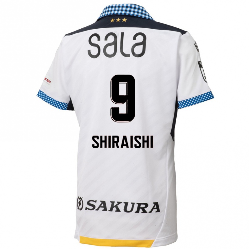 Kinder Fußball Eriya Shiraishi #9 Weiß Schwarz Auswärtstrikot Trikot 2024/25 T-Shirt Luxemburg