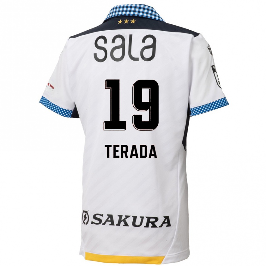 Kinder Fußball Akihiko Terada #19 Weiß Schwarz Auswärtstrikot Trikot 2024/25 T-Shirt Luxemburg