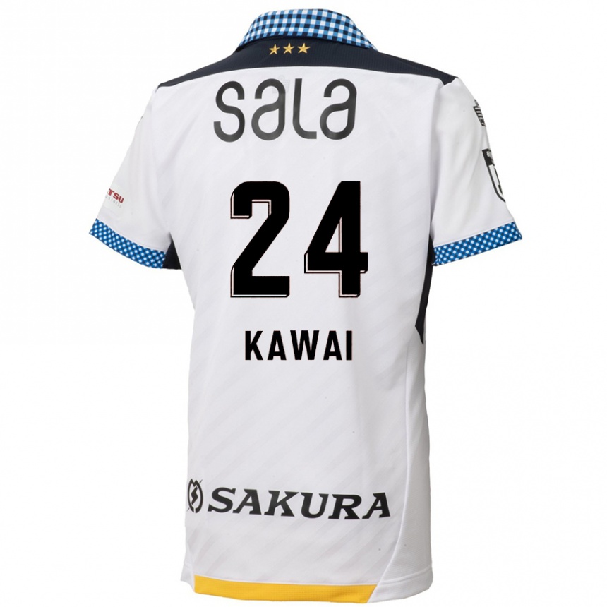 Kinder Fußball Yuki Kawai #24 Weiß Schwarz Auswärtstrikot Trikot 2024/25 T-Shirt Luxemburg