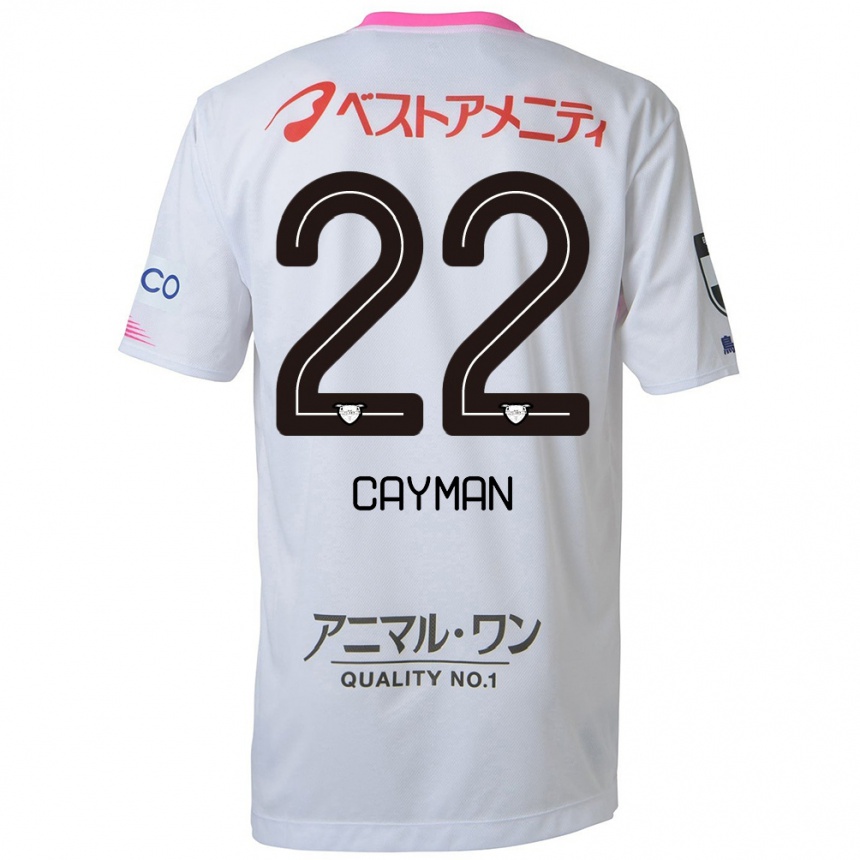 Kinder Fußball Cayman Togashi #22 Weiß Blau Rosa Auswärtstrikot Trikot 2024/25 T-Shirt Luxemburg