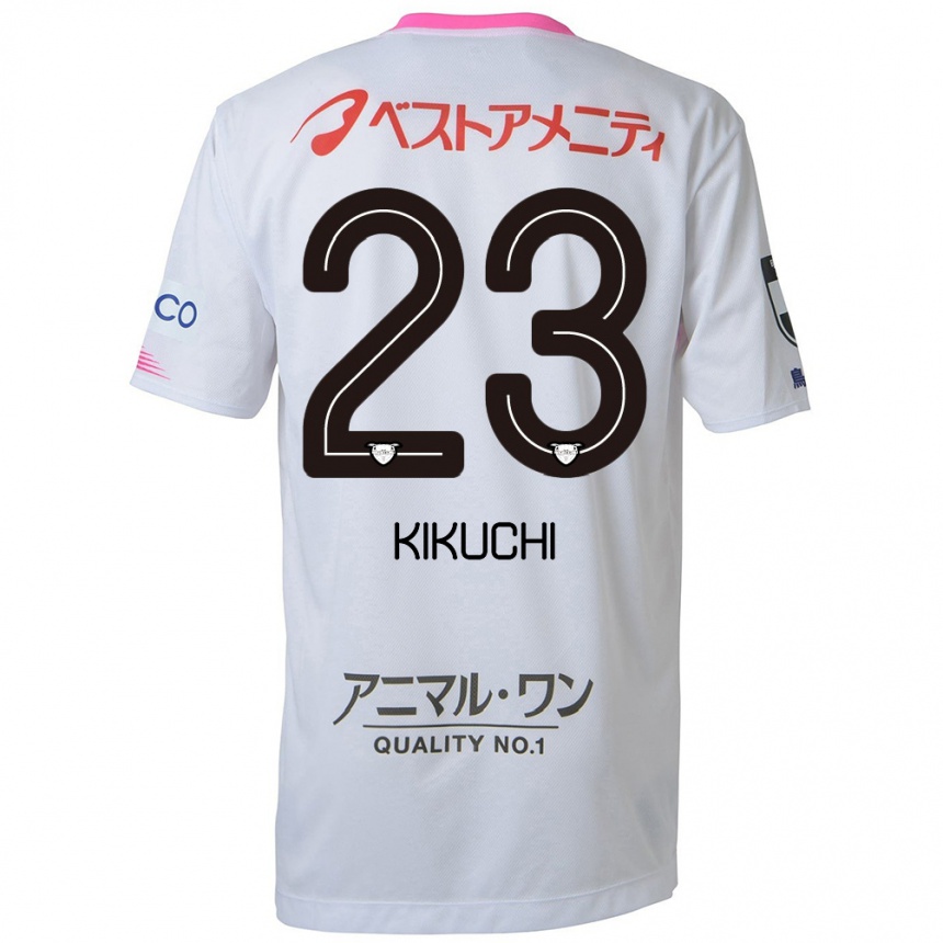 Kinder Fußball Taichi Kikuchi #23 Weiß Blau Rosa Auswärtstrikot Trikot 2024/25 T-Shirt Luxemburg