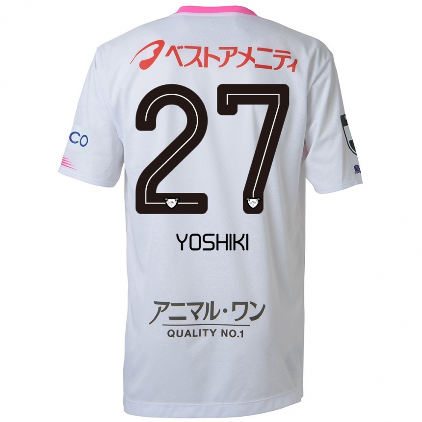 Kinder Fußball Yoshiki Narahara #27 Weiß Blau Rosa Auswärtstrikot Trikot 2024/25 T-Shirt Luxemburg