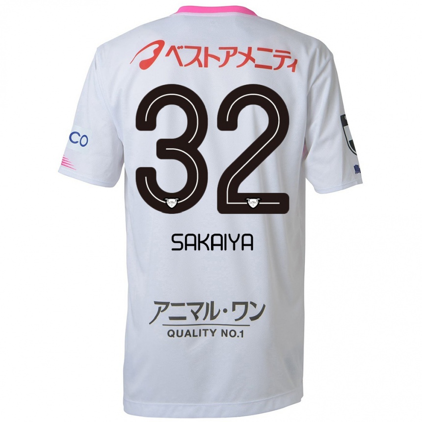 Kinder Fußball Keisuke Sakaiya #32 Weiß Blau Rosa Auswärtstrikot Trikot 2024/25 T-Shirt Luxemburg