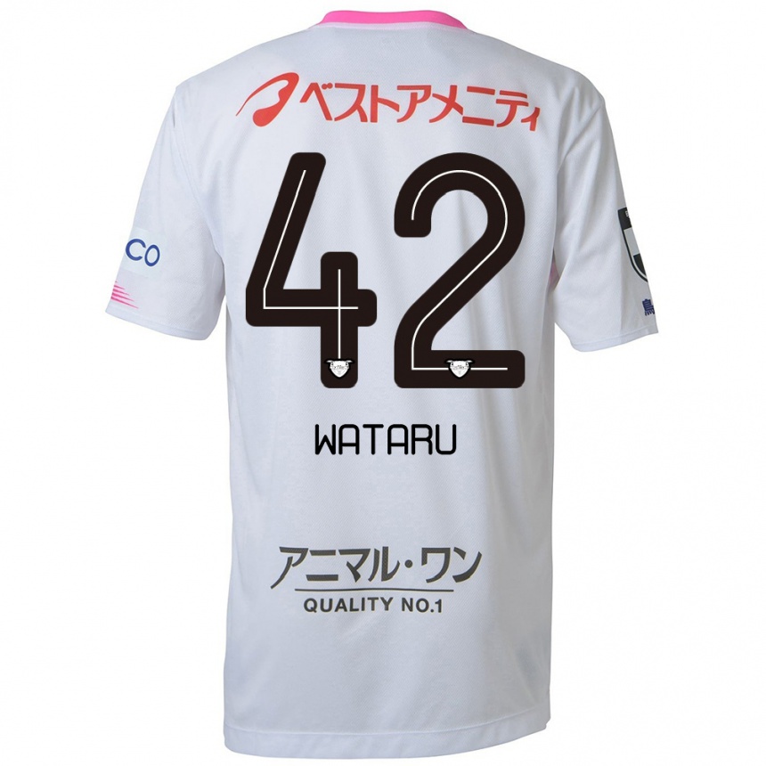 Kinder Fußball Wataru Harada #42 Weiß Blau Rosa Auswärtstrikot Trikot 2024/25 T-Shirt Luxemburg