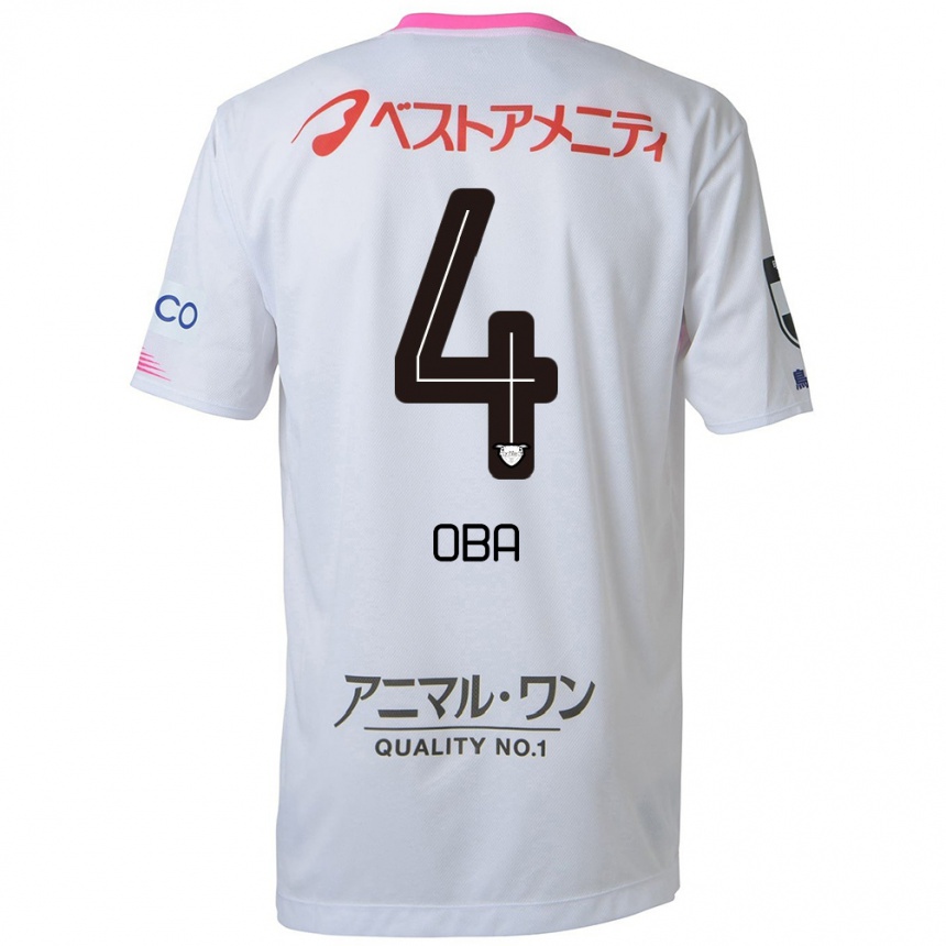 Kinder Fußball Shotaro Oba #4 Weiß Blau Rosa Auswärtstrikot Trikot 2024/25 T-Shirt Luxemburg