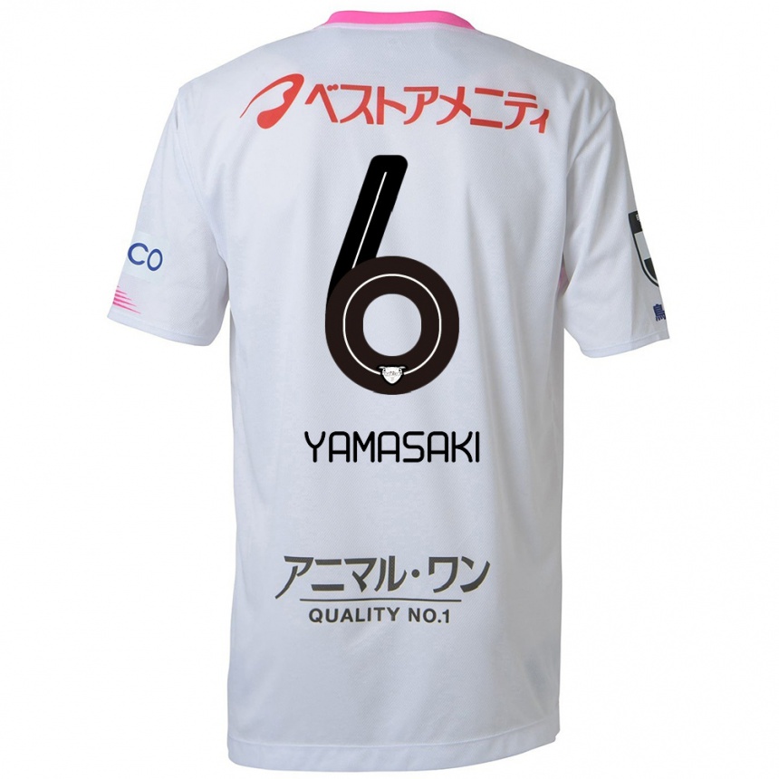 Kinder Fußball Haruki Yamasaki #6 Weiß Blau Rosa Auswärtstrikot Trikot 2024/25 T-Shirt Luxemburg