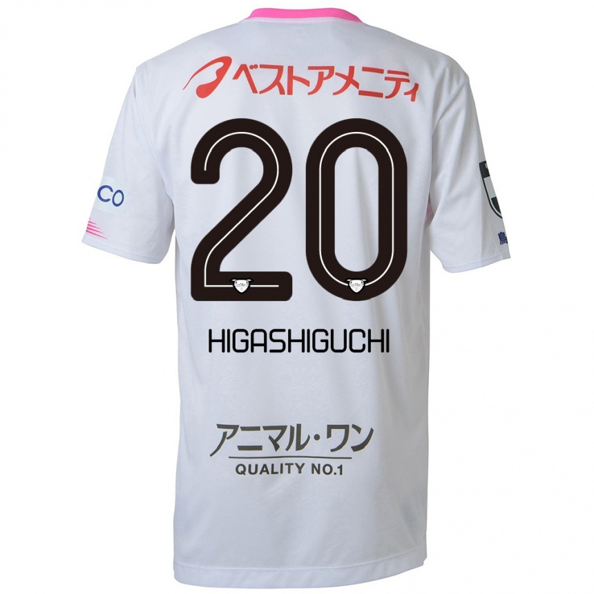 Kinder Fußball Aitaro Higashiguchi #20 Weiß Blau Rosa Auswärtstrikot Trikot 2024/25 T-Shirt Luxemburg