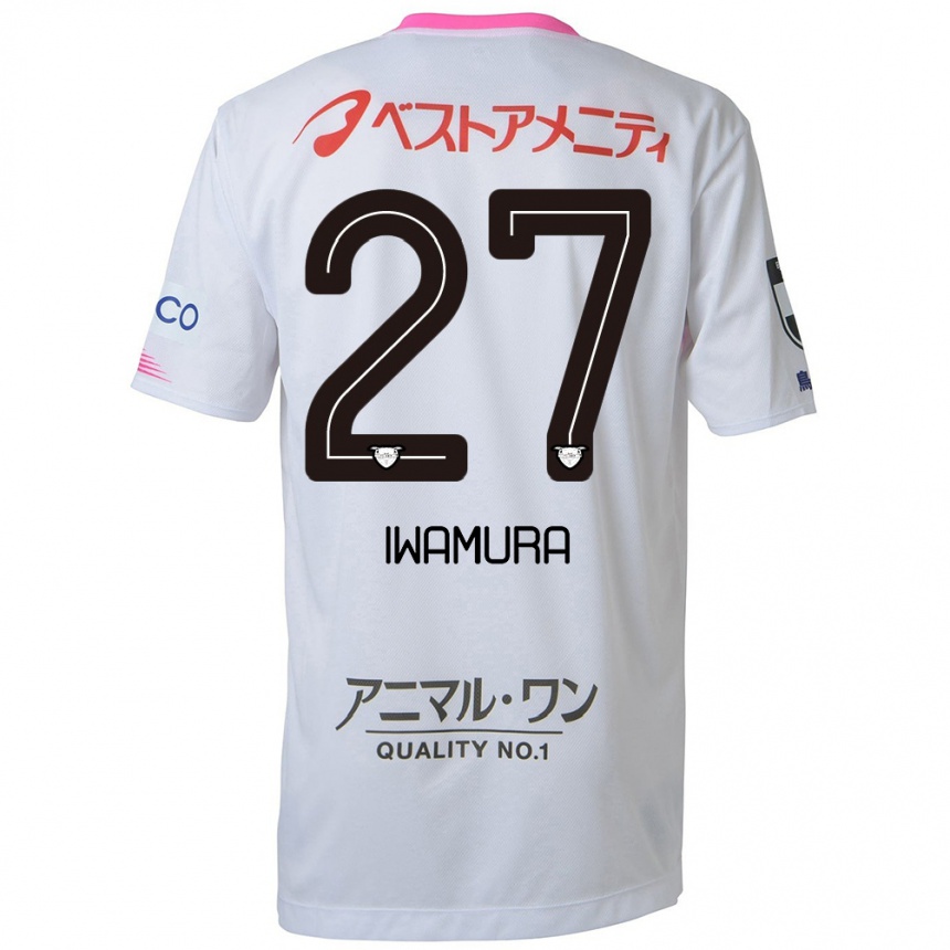 Kinder Fußball Junnosuke Iwamura #27 Weiß Blau Rosa Auswärtstrikot Trikot 2024/25 T-Shirt Luxemburg