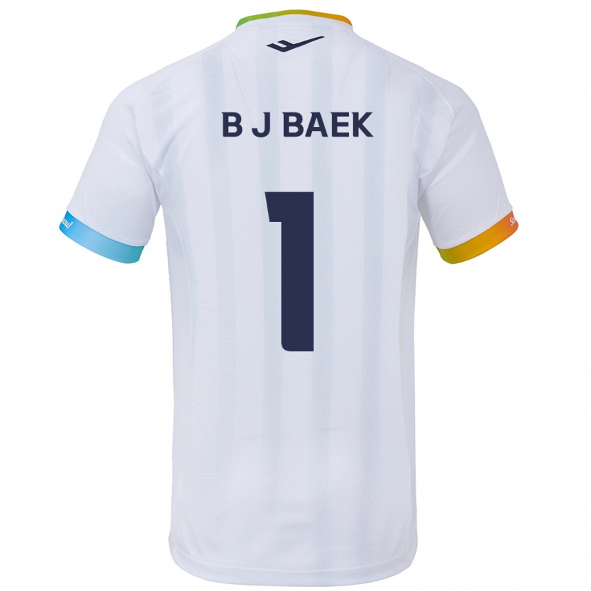 Kinder Fußball Jong-Beom Baek #1 Weiß Blau Auswärtstrikot Trikot 2024/25 T-Shirt Luxemburg