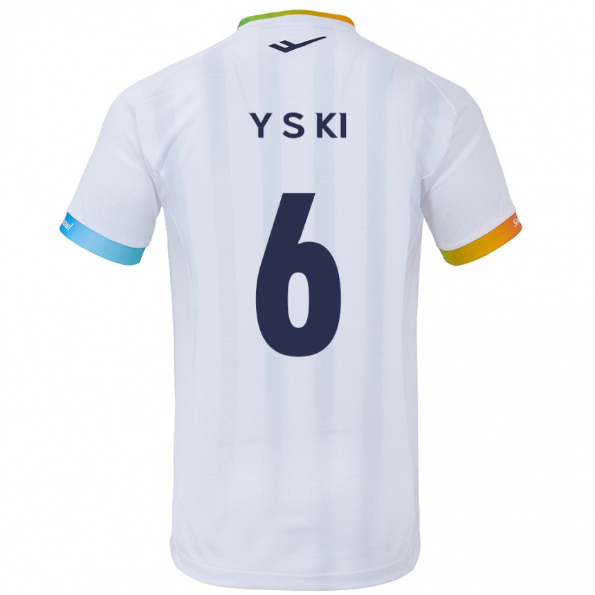 Kinder Fußball Sung-Yueng Ki #6 Weiß Blau Auswärtstrikot Trikot 2024/25 T-Shirt Luxemburg