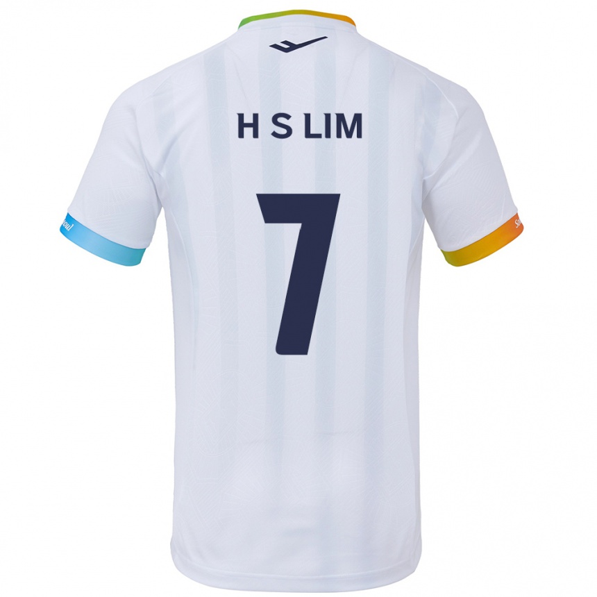 Kinder Fußball Sang-Hyub Lim #7 Weiß Blau Auswärtstrikot Trikot 2024/25 T-Shirt Luxemburg