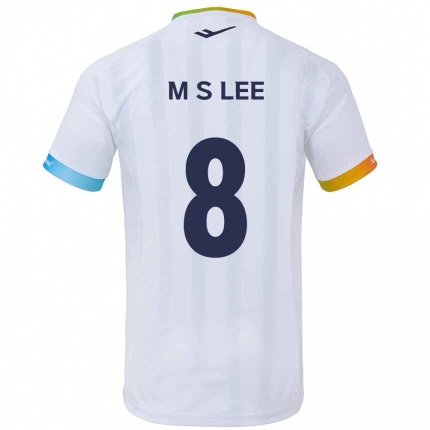 Kinder Fußball Seung-Mo Lee #8 Weiß Blau Auswärtstrikot Trikot 2024/25 T-Shirt Luxemburg