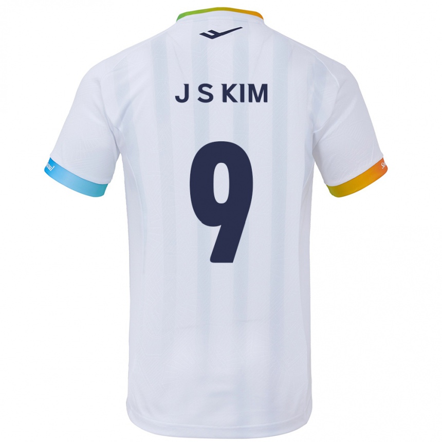 Kinder Fußball Shin-Jin Kim #9 Weiß Blau Auswärtstrikot Trikot 2024/25 T-Shirt Luxemburg