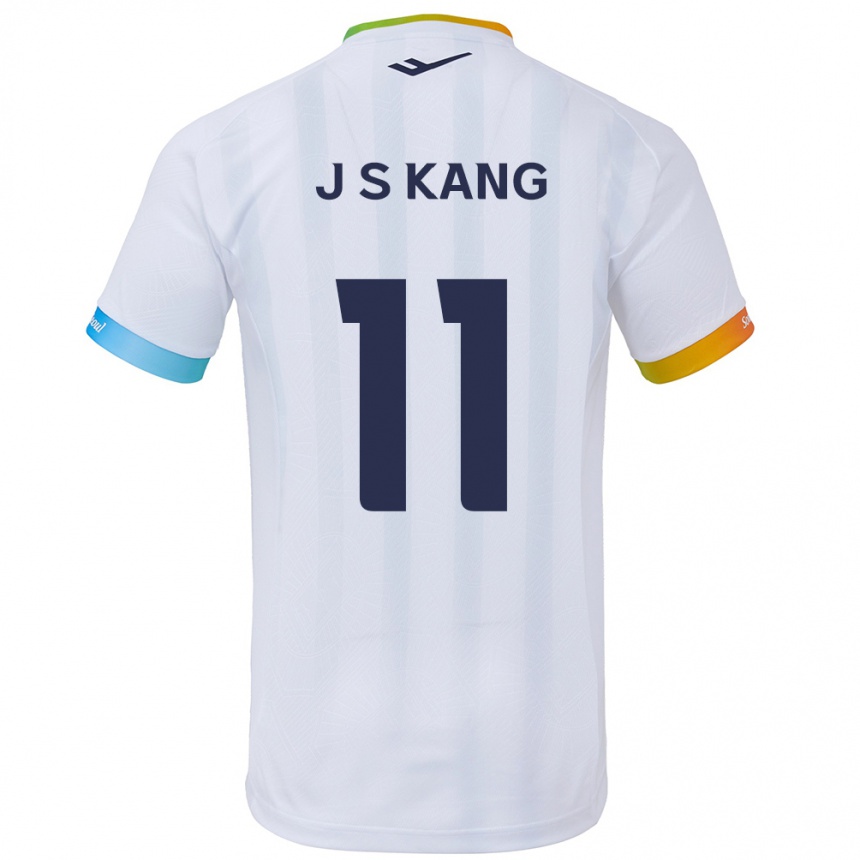 Kinder Fußball Seong-Jin Kang #11 Weiß Blau Auswärtstrikot Trikot 2024/25 T-Shirt Luxemburg