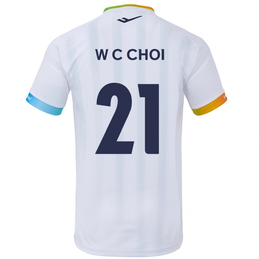 Kinder Fußball Cheol-Won Choi #21 Weiß Blau Auswärtstrikot Trikot 2024/25 T-Shirt Luxemburg