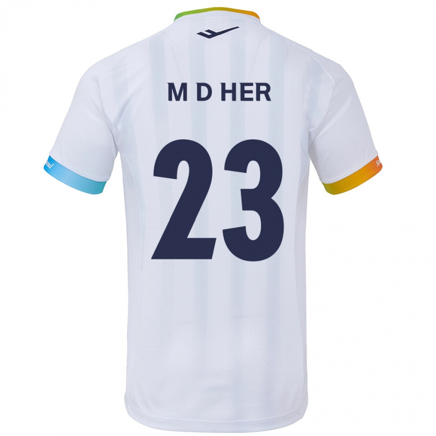 Kinder Fußball Dong-Min Her #23 Weiß Blau Auswärtstrikot Trikot 2024/25 T-Shirt Luxemburg